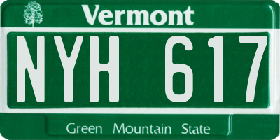 VT license plate NYH617