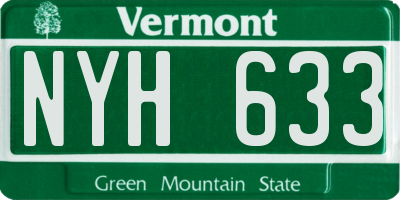 VT license plate NYH633