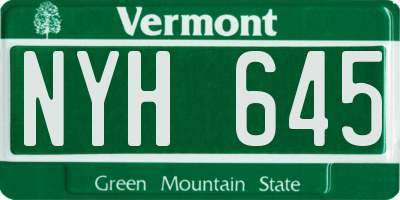 VT license plate NYH645