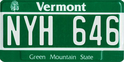 VT license plate NYH646