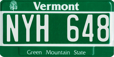 VT license plate NYH648
