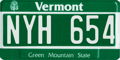 VT license plate NYH654