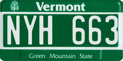 VT license plate NYH663
