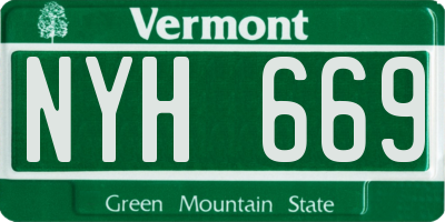 VT license plate NYH669
