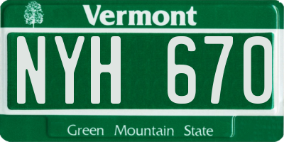 VT license plate NYH670