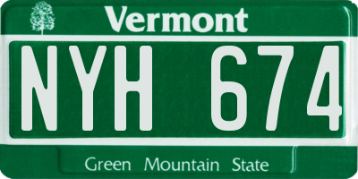 VT license plate NYH674