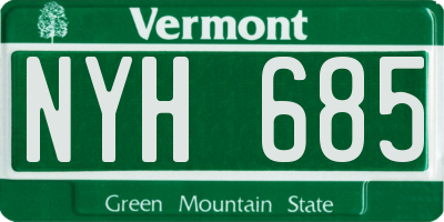 VT license plate NYH685