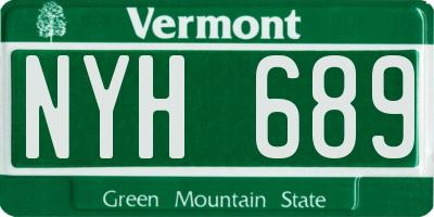 VT license plate NYH689