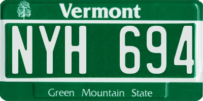 VT license plate NYH694