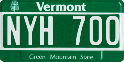 VT license plate NYH700