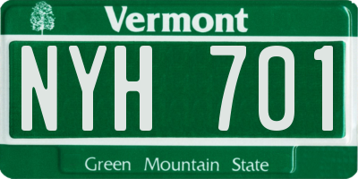 VT license plate NYH701