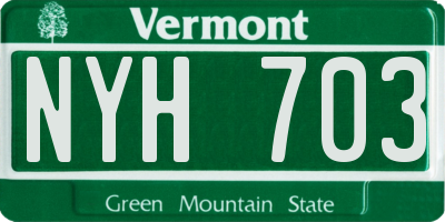 VT license plate NYH703