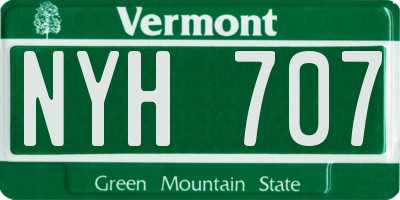 VT license plate NYH707