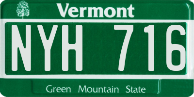VT license plate NYH716