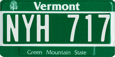 VT license plate NYH717