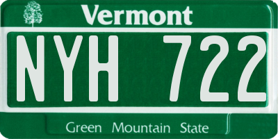VT license plate NYH722