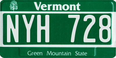VT license plate NYH728