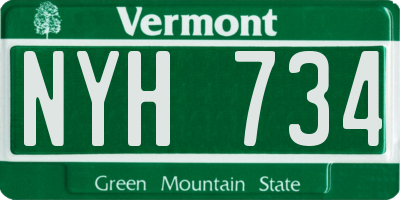 VT license plate NYH734
