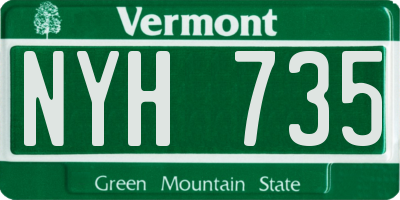VT license plate NYH735