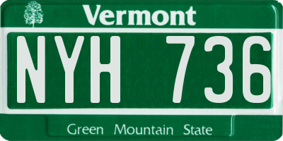 VT license plate NYH736