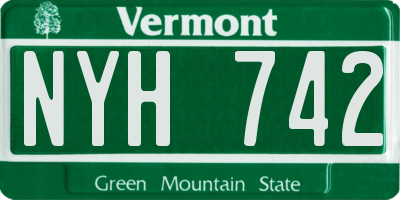 VT license plate NYH742