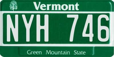 VT license plate NYH746