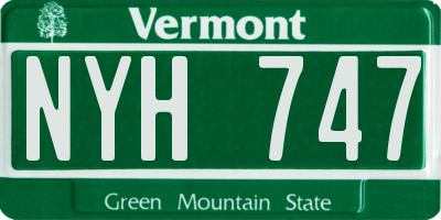 VT license plate NYH747