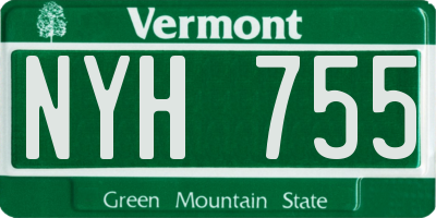 VT license plate NYH755