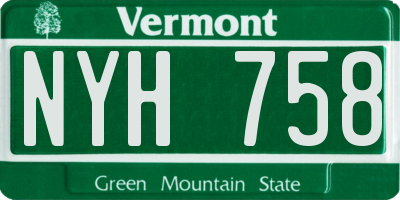 VT license plate NYH758