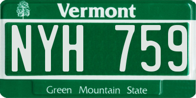VT license plate NYH759