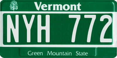 VT license plate NYH772