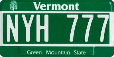 VT license plate NYH777