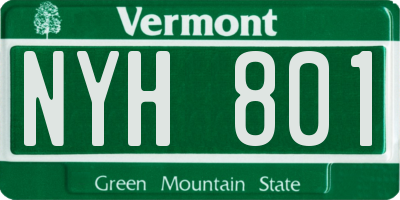 VT license plate NYH801
