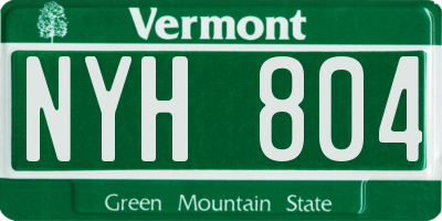VT license plate NYH804