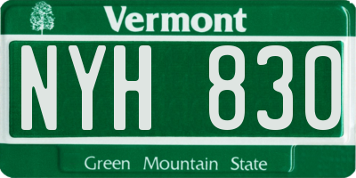 VT license plate NYH830
