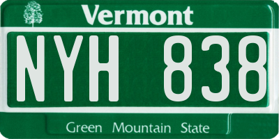 VT license plate NYH838