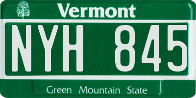VT license plate NYH845