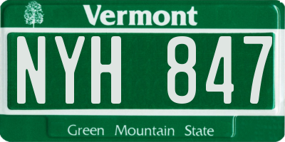 VT license plate NYH847