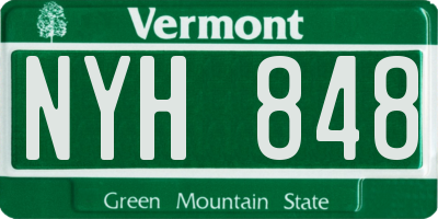 VT license plate NYH848