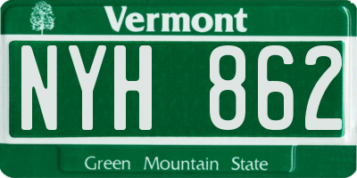 VT license plate NYH862