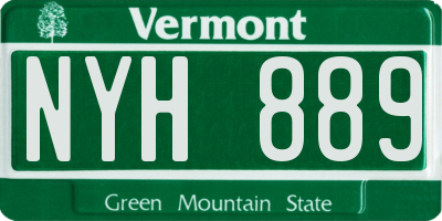 VT license plate NYH889