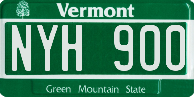VT license plate NYH900