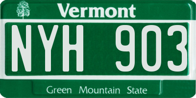 VT license plate NYH903