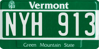 VT license plate NYH913