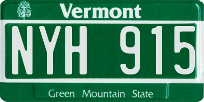 VT license plate NYH915