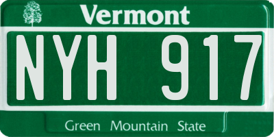 VT license plate NYH917