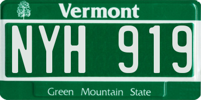 VT license plate NYH919