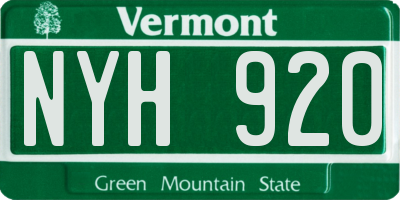 VT license plate NYH920