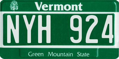 VT license plate NYH924