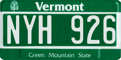 VT license plate NYH926
